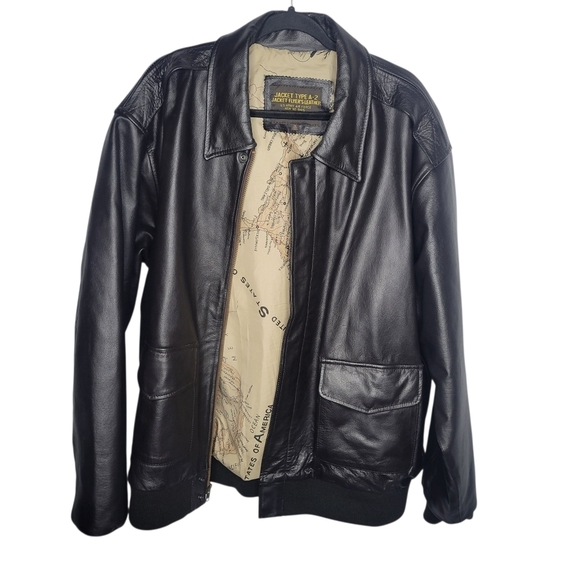 Vintage 80s USAF Type A-2 Flyers Avaiator Leather Jacket In Black Size XXL Tall - Picture 2 of 5